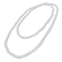 שרשרת פנינים ארוכה בצבע לבן