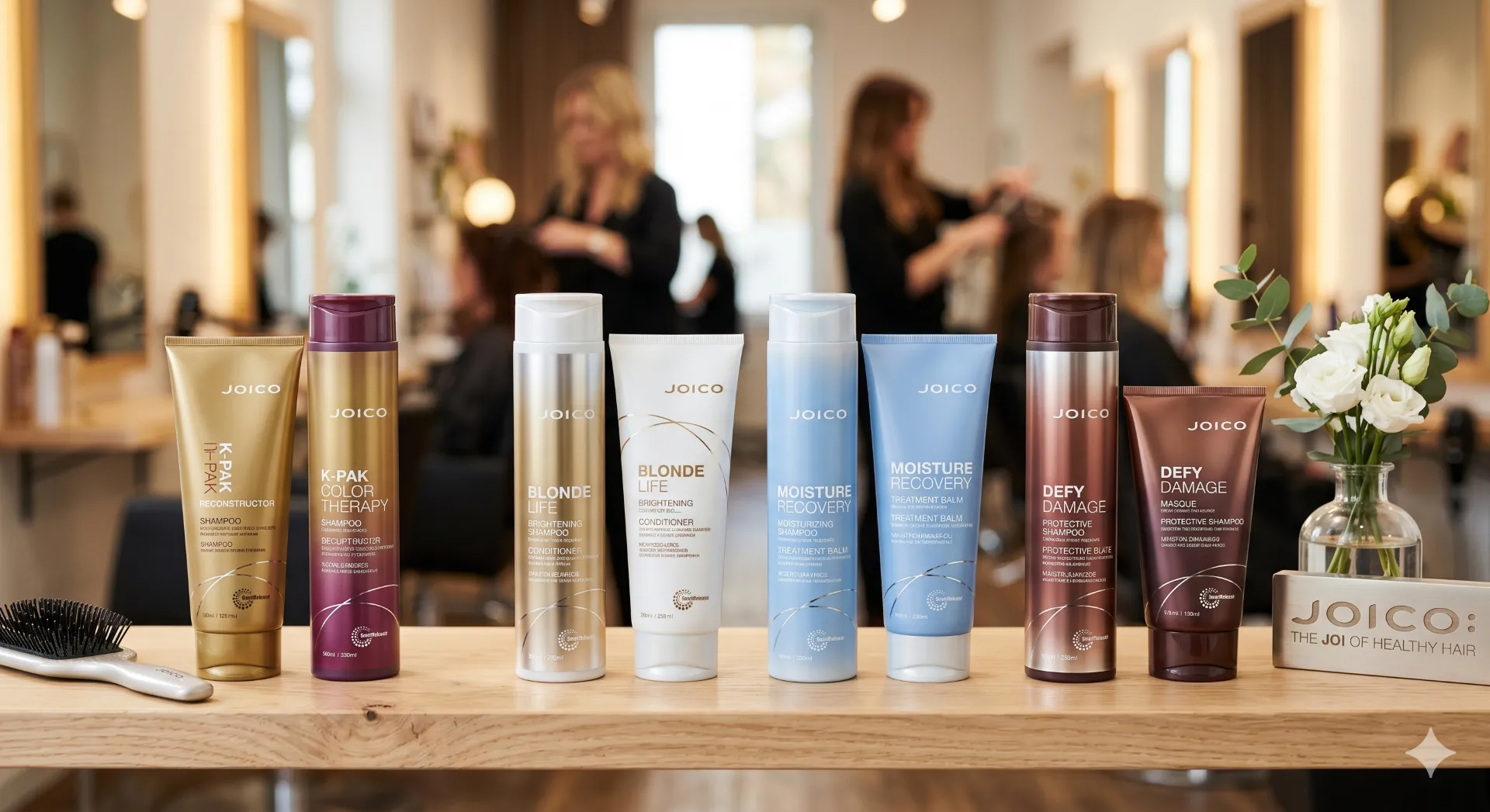 מגוון מוצרי שיער מקצועיים של מותג JOICO באתר טרה מרקט - סדרות K-PAK, Defy Damage, Blonde Life ו-Moisture Recovery לשיקום וטיפוח השיער.