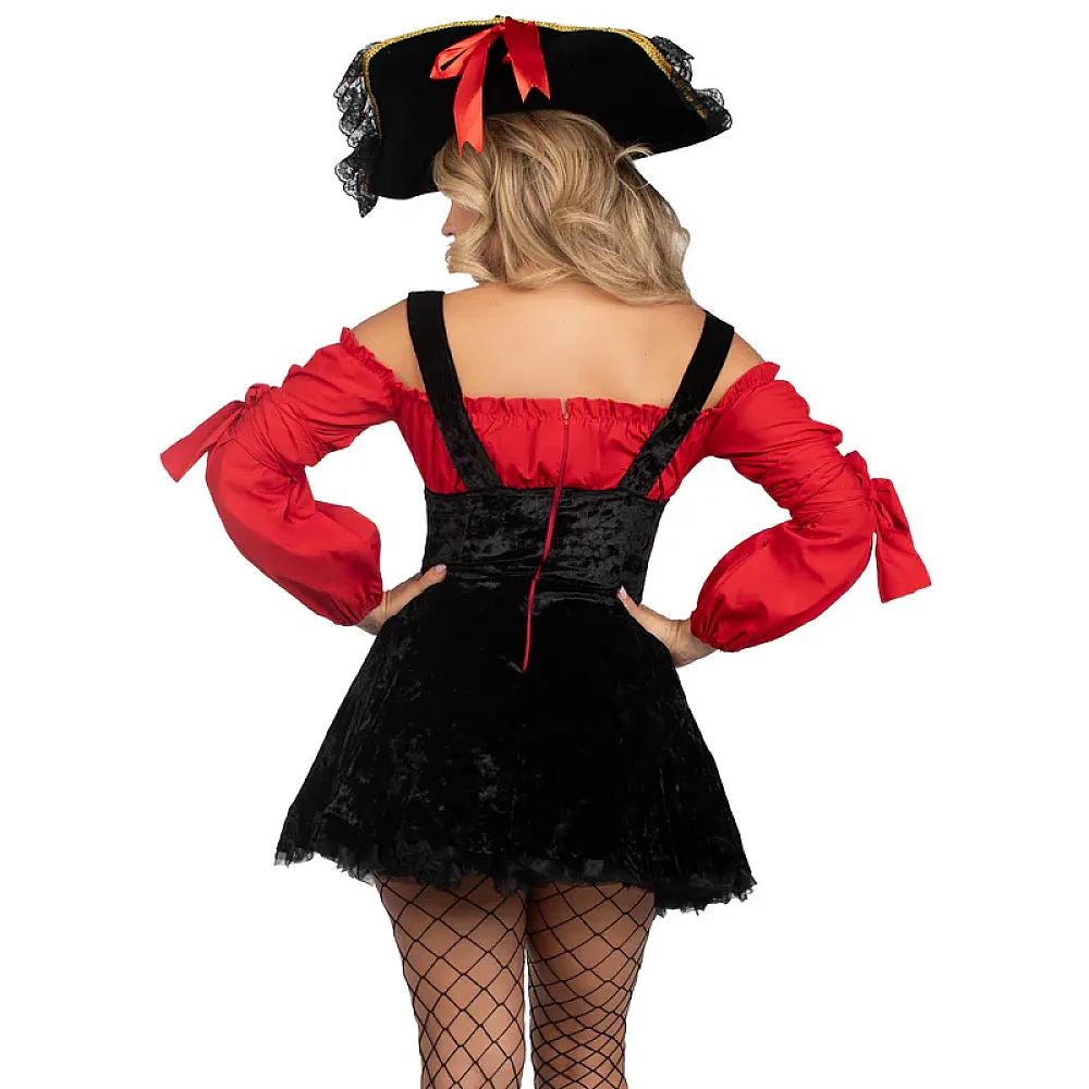 תחפושת פיראטית אדום שחור יוקרתית