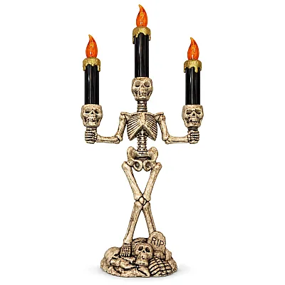 פמוט שלד דקורטיבי כולל 3 נרות להאלווין