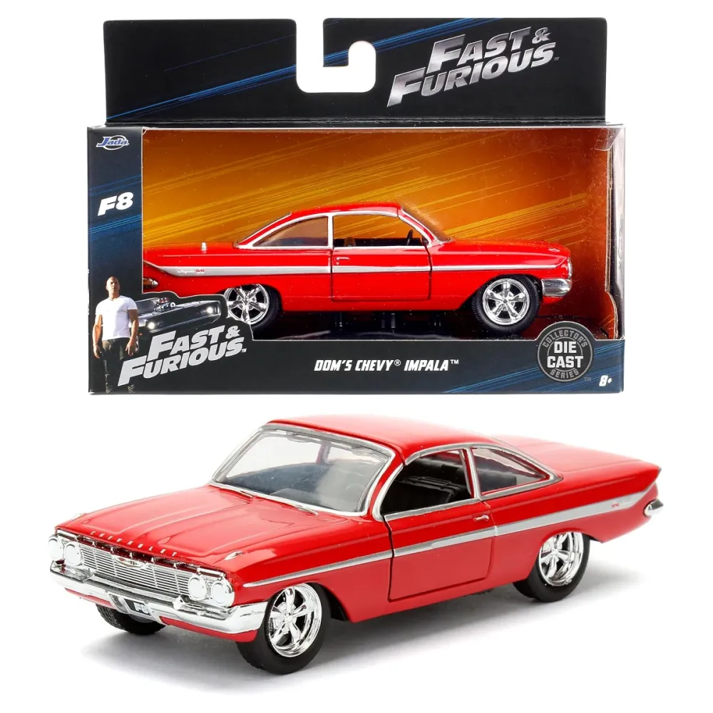 מכונית אספנות שברולט Impala שנת 1961 מהיר ועצבני 8 בקנה מידה 1:32
