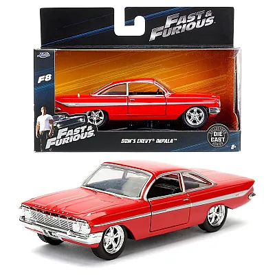 מכונית אספנות שברולט Impala שנת 1961 מהיר ועצבני 8 בקנה מידה 1:32