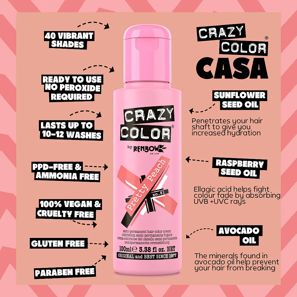 צבע שיער אפרסק Pretty Peach 81 – Crazy Color, 100 מ״ל