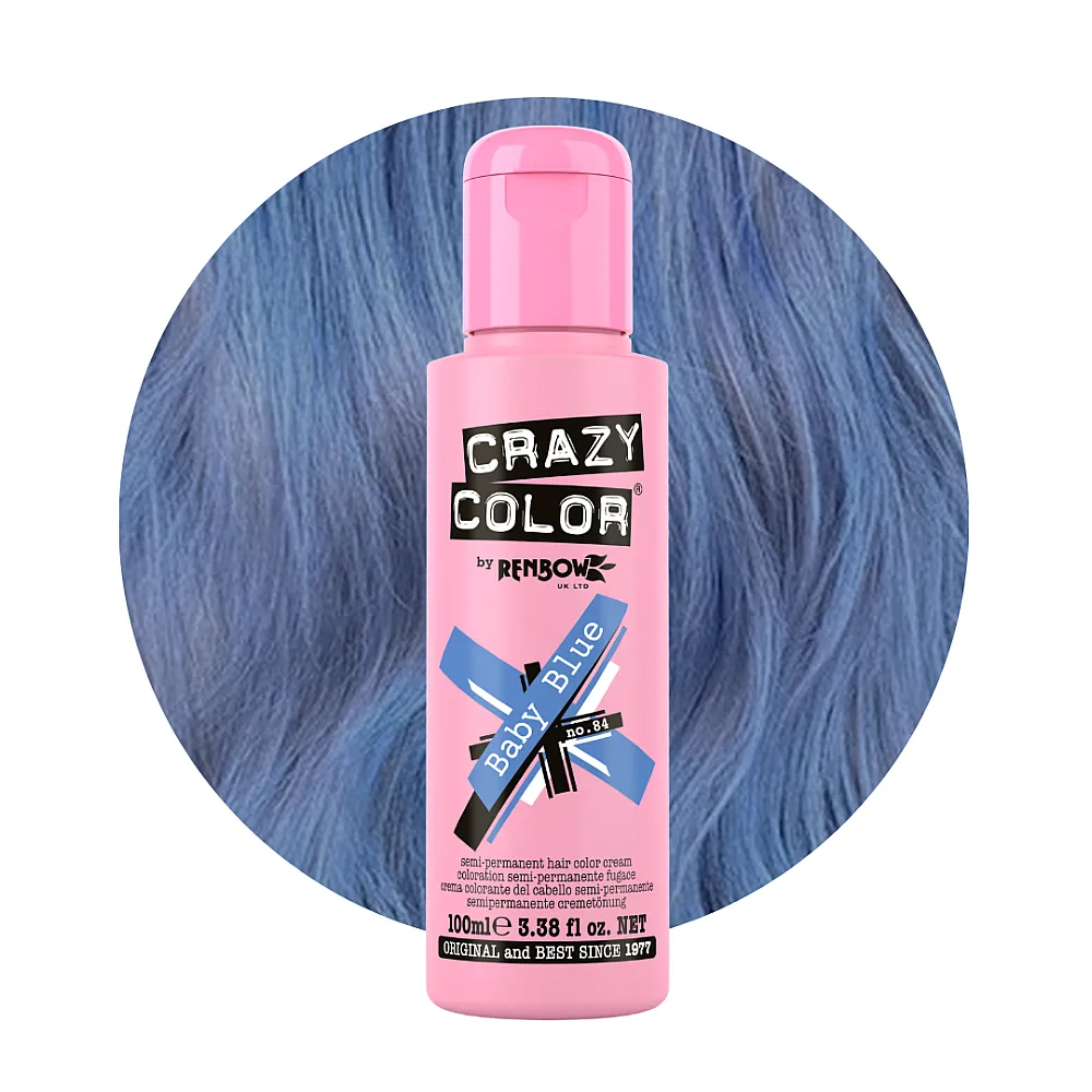 צבע שיער תכלת פסטל Baby Blue 84 – Crazy Color, 100 מ״ל