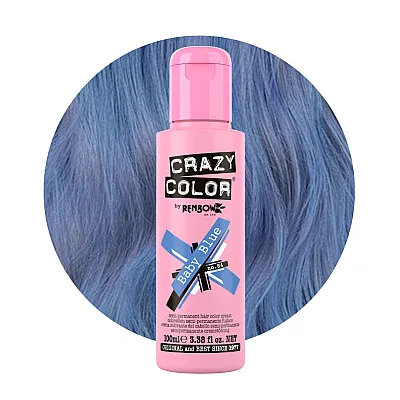 צבע שיער תכלת פסטל Baby Blue 84 – Crazy Color, 100 מ״ל